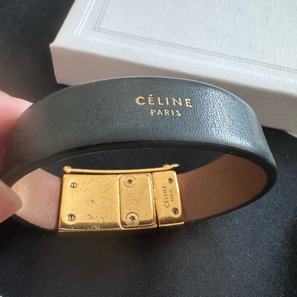 Celine Gold and Black Leather Bracelet - Picture 8 of 9